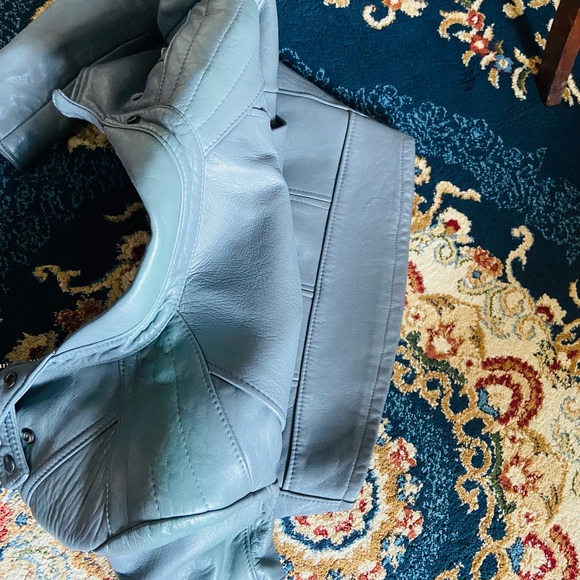 The Old Mill Grey Leather Biker Jacket - Size 38/S - Picture 3 of 4